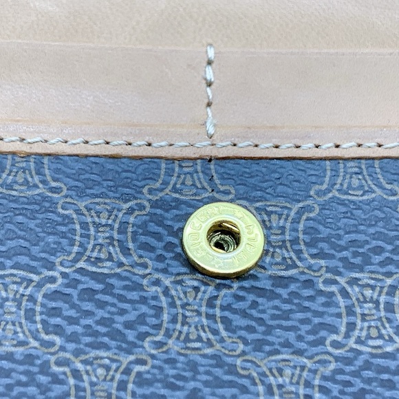 CELINE Macadam Long Wallet Flap Button Leather Wallet in Light Brown - Picture 11 of 14